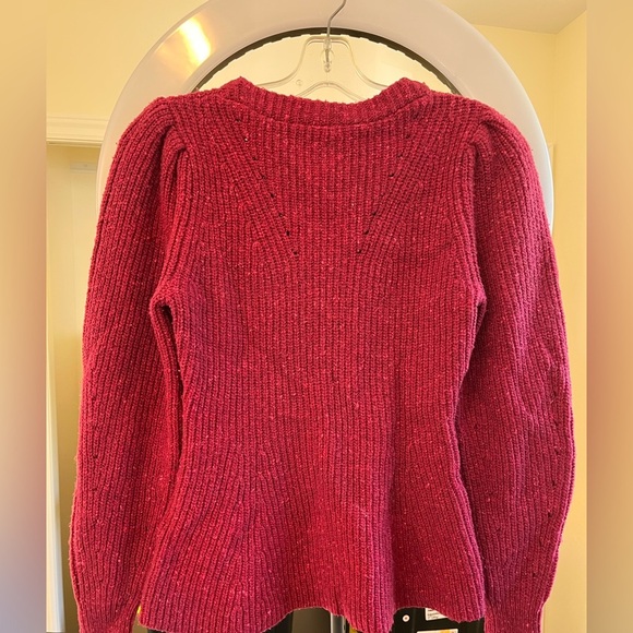 La Vie Rebecca Taylor Red Ribbed Peplum Sweater - Picture 7 of 16